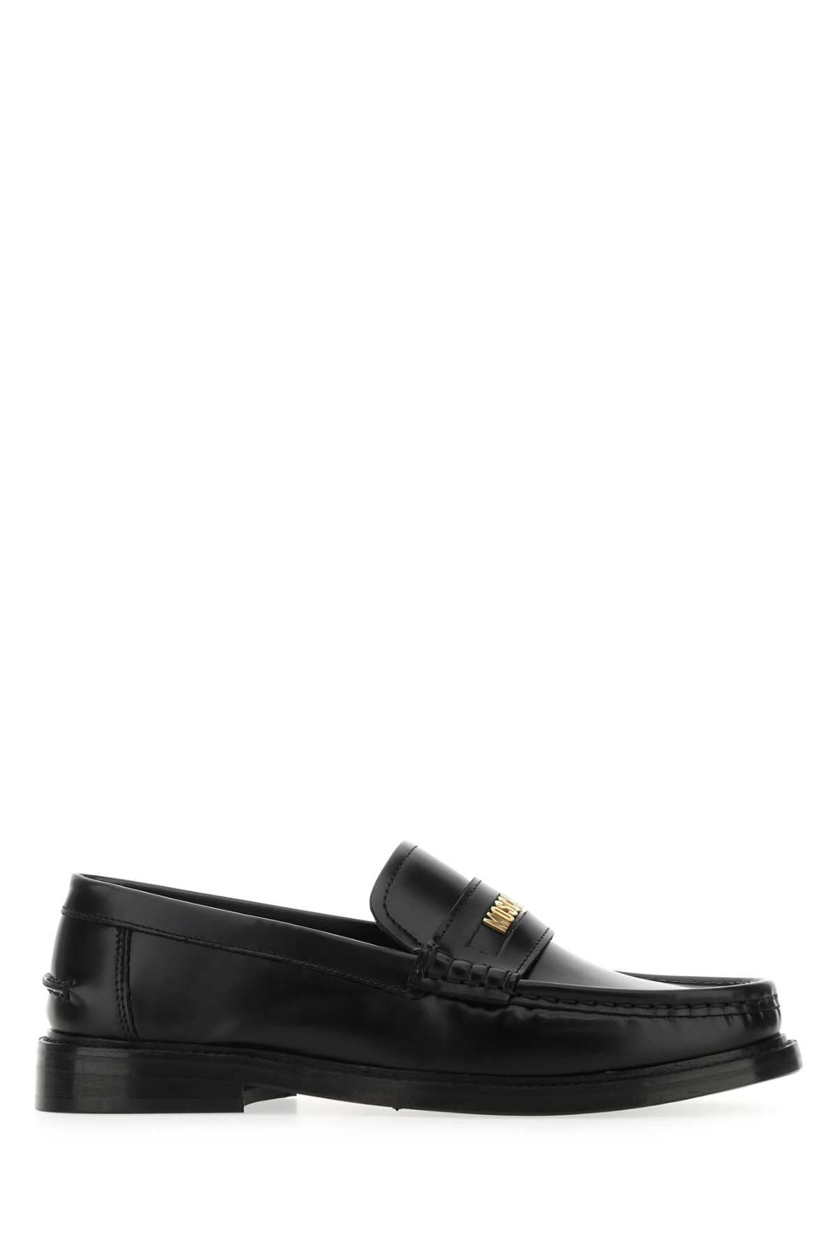 Moschino Women Black Leather Loafers - 1