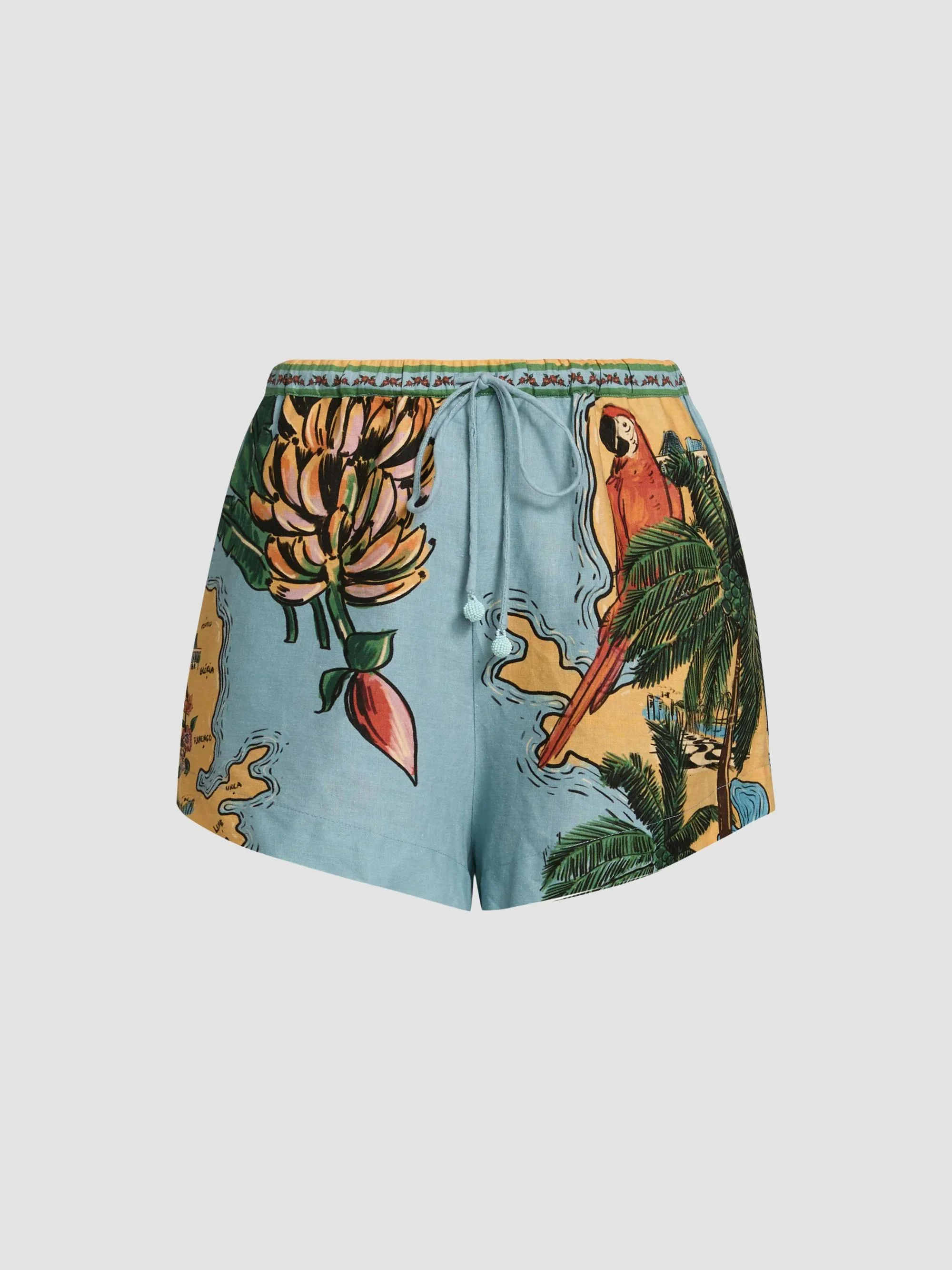 Women's Ligia Floral Linen-Blend Shorts - Blue - 1