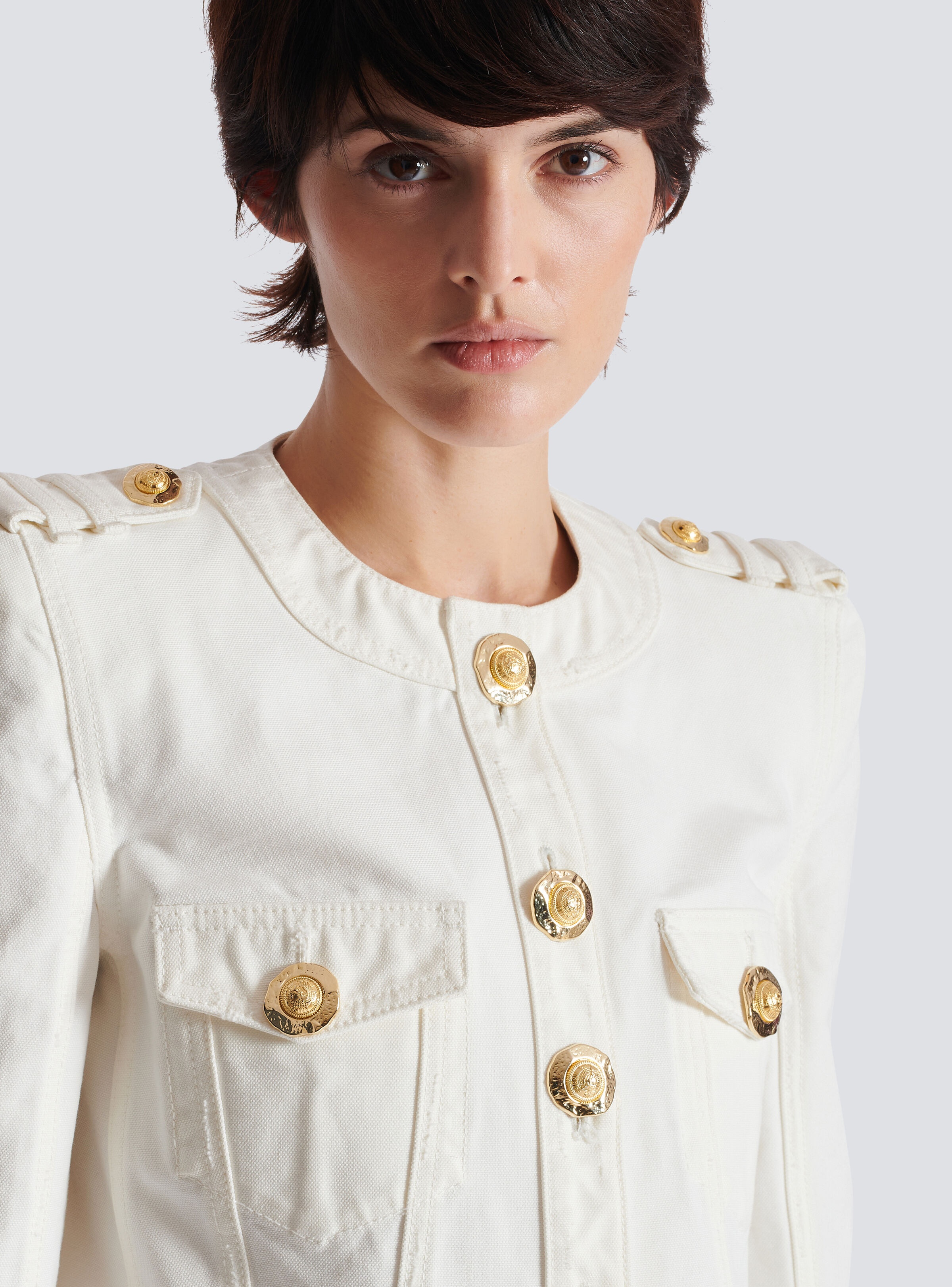Cropped cotton canvas jacket - 8
