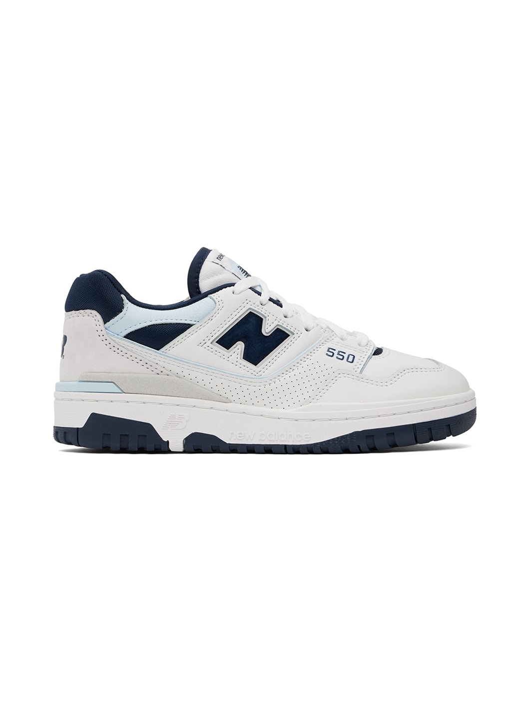 White & Navy 550 Sneakers - 1