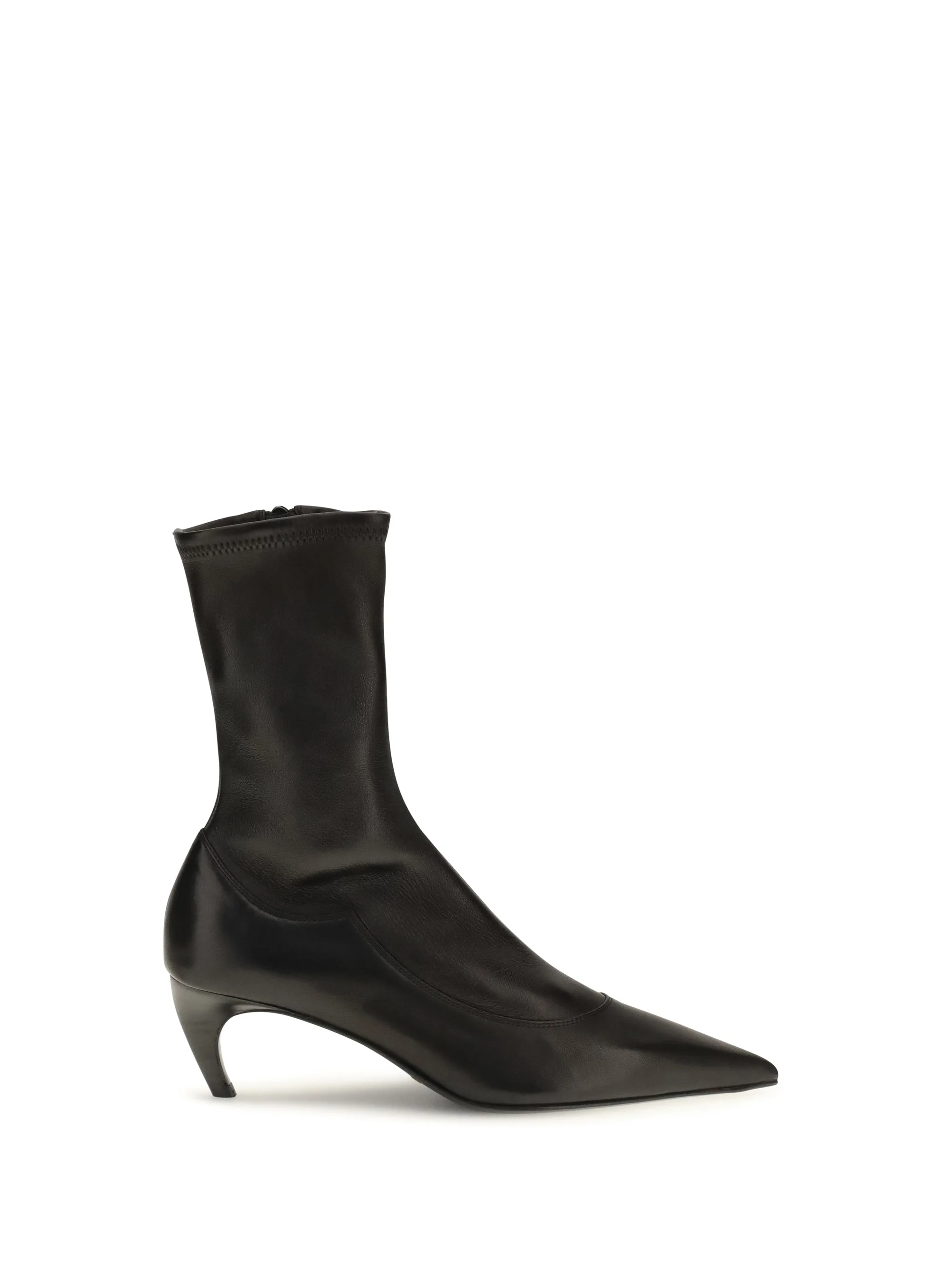 Khaite Valerie Leather Ankle Boots Black - 1