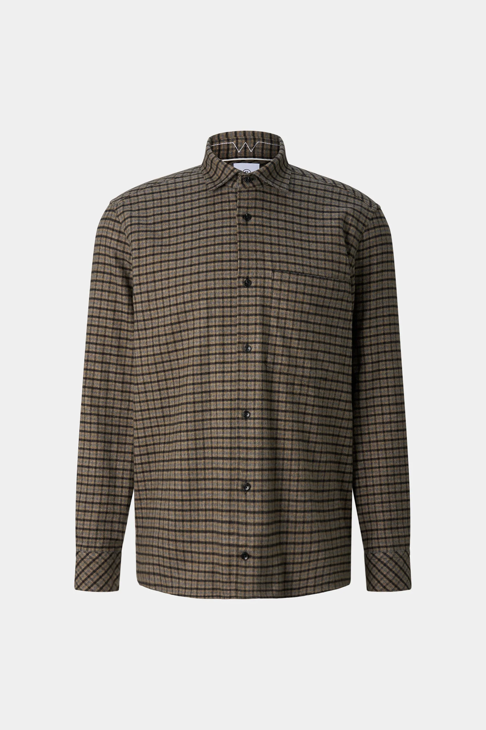 Hardy Cotton Flannel Shirt in Beige/Charcoal Gray - 1