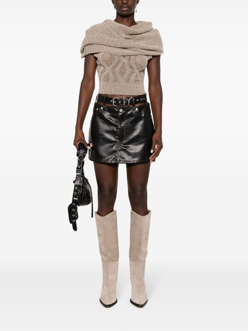 Y/Project Y-belt faux-leather mini skirt outlook