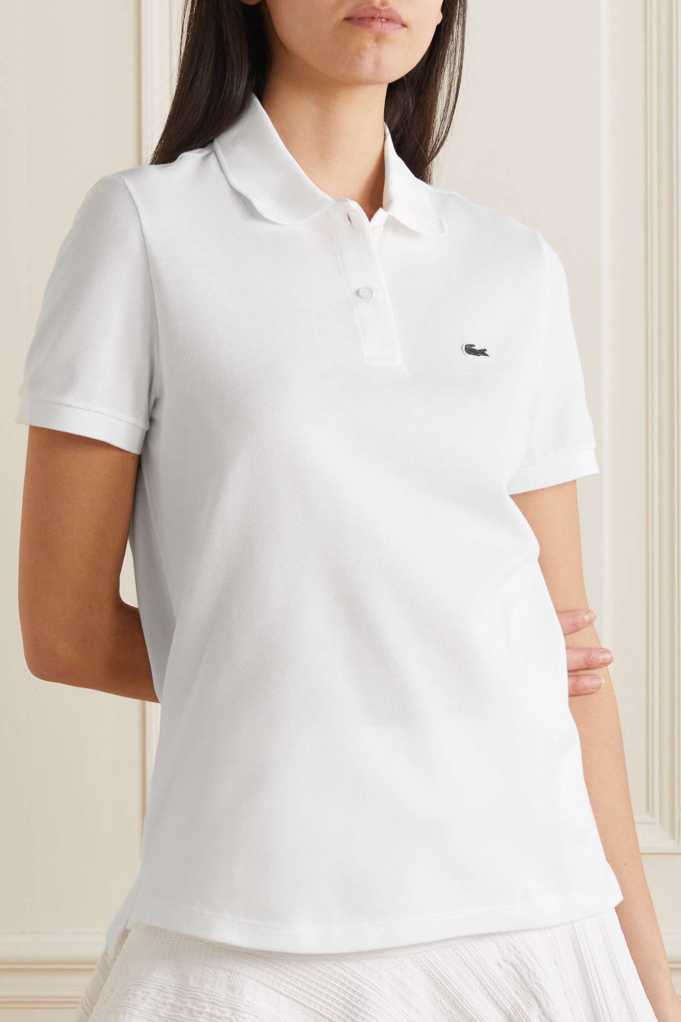 Appliquéd cotton-piqué polo shirt - 6