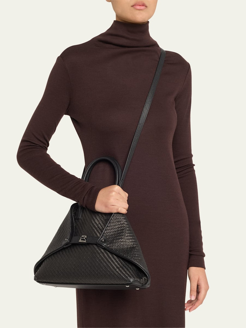 AKRIS Ai Small Plaid Braided Top-Handle Bag outlook