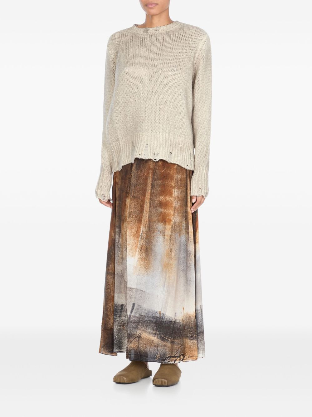 frayed crew-neck sweater - 3