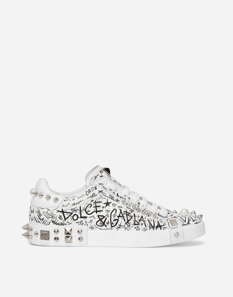 Calfskin nappa Portofino sneakers with studs - 1