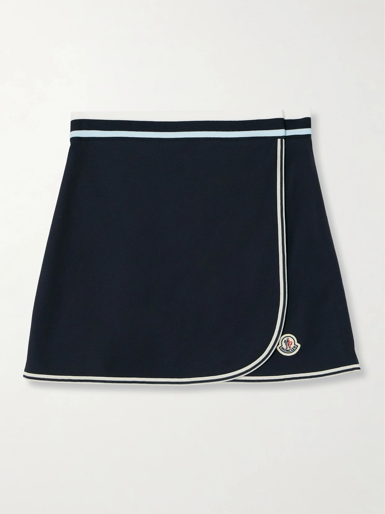Appliquéd Striped Cotton-piqué Mini Wrap Skirt - 1