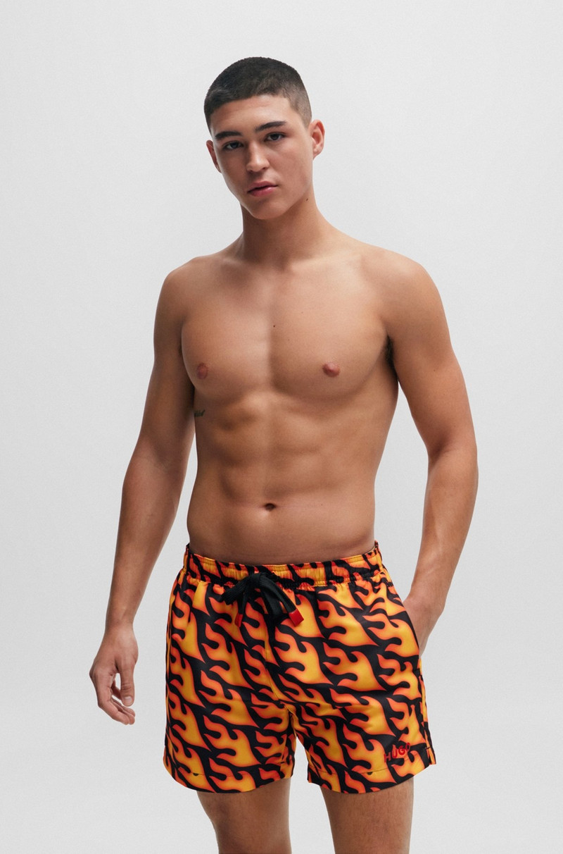 SWIM SHORTS WITH FLAME PRINT AND LOGO 2