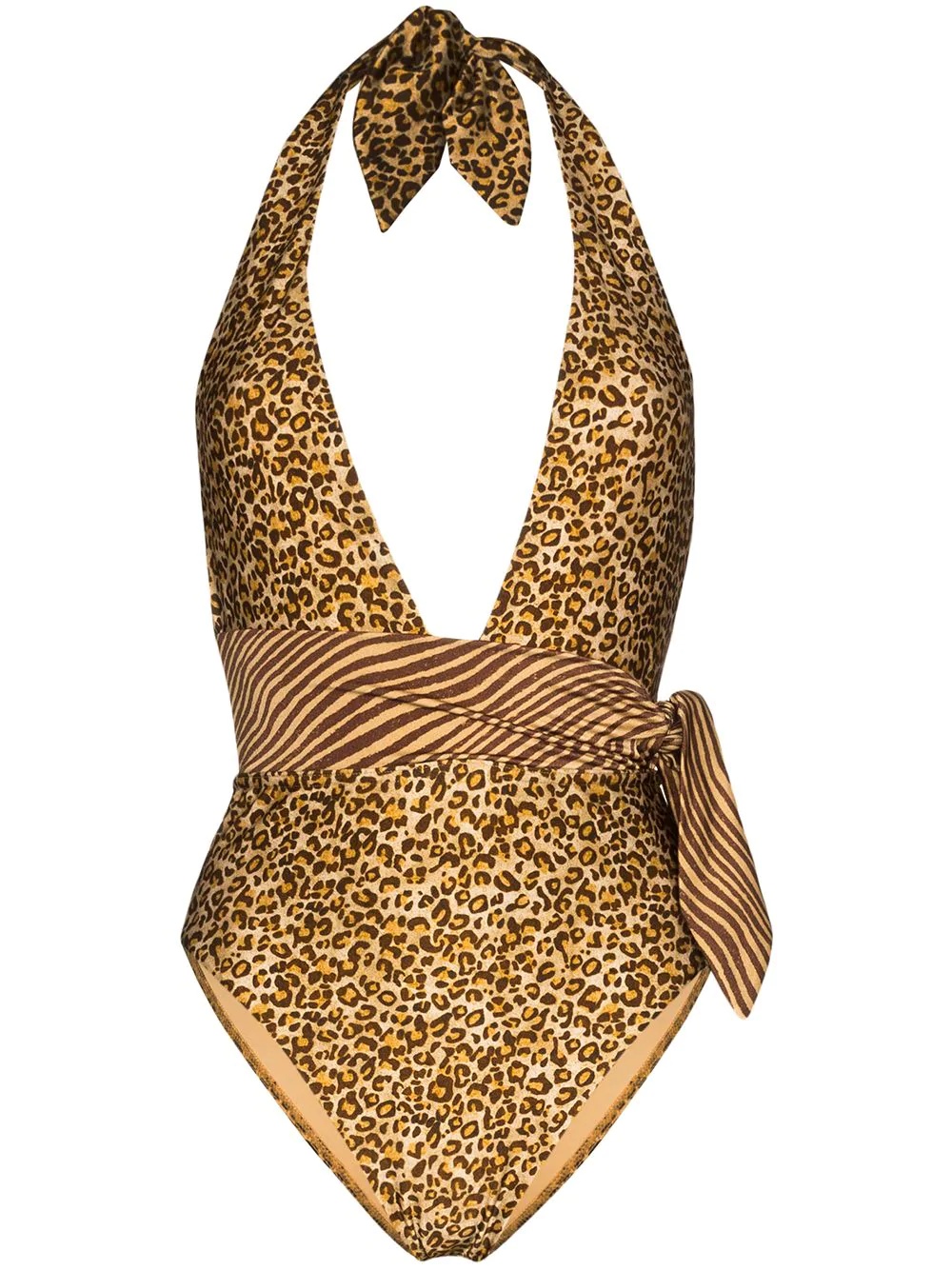 Empire belted leopard-print swimsuit - 1