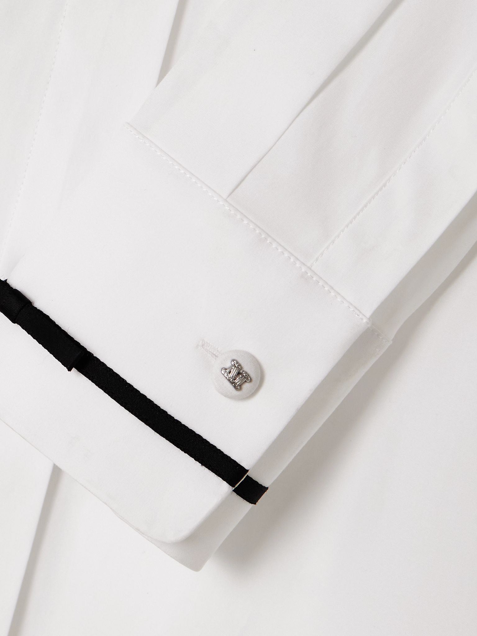 Otranto grosgrain-trimmed cotton-blend poplin shirt White - 5