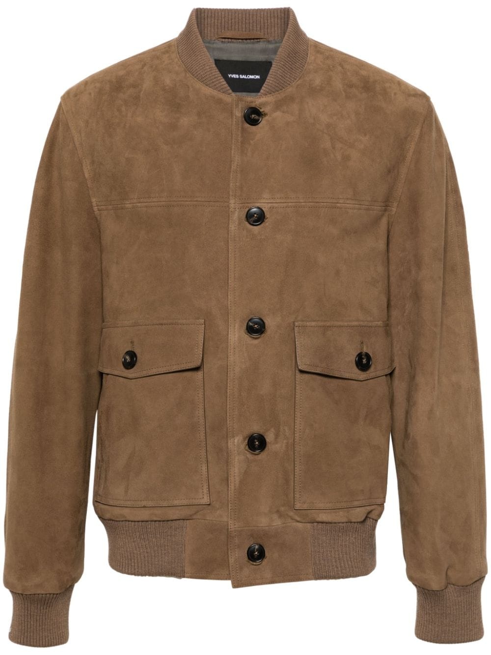 buttoned suede bomber jacket - 1