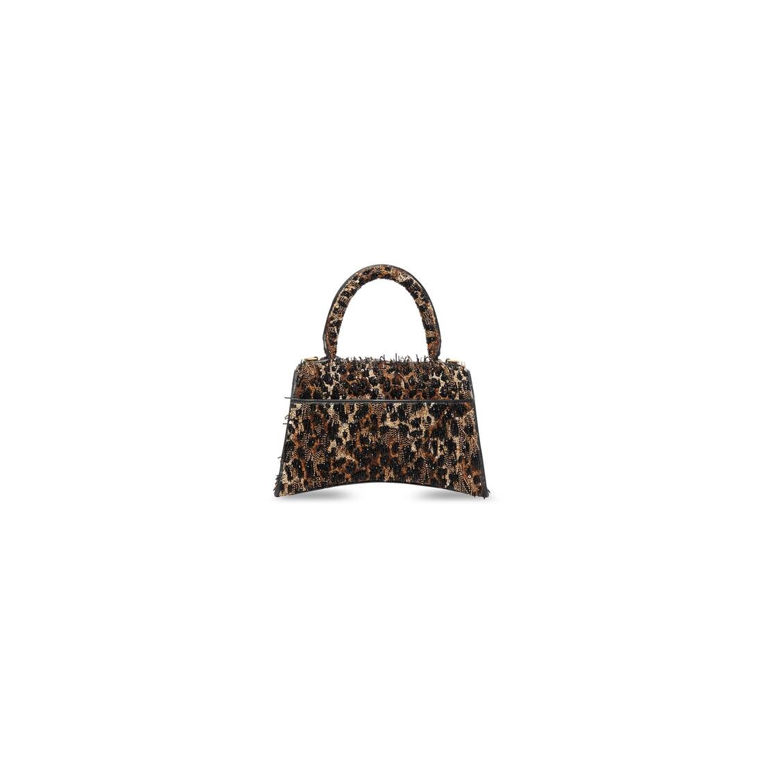 Women's Hourglass Xs Handbag With Chain Embroidery in Black - 7