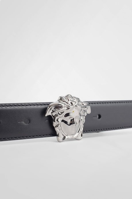 Versace men's black la medusa leather belt - 3