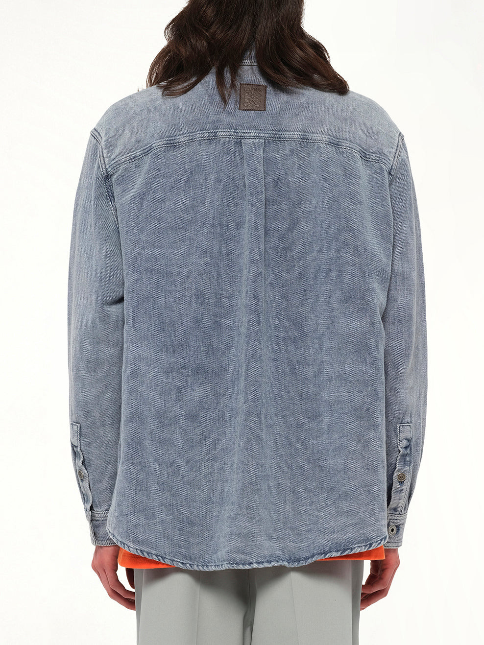Washed Denim Shirt in Grey Blue - 5