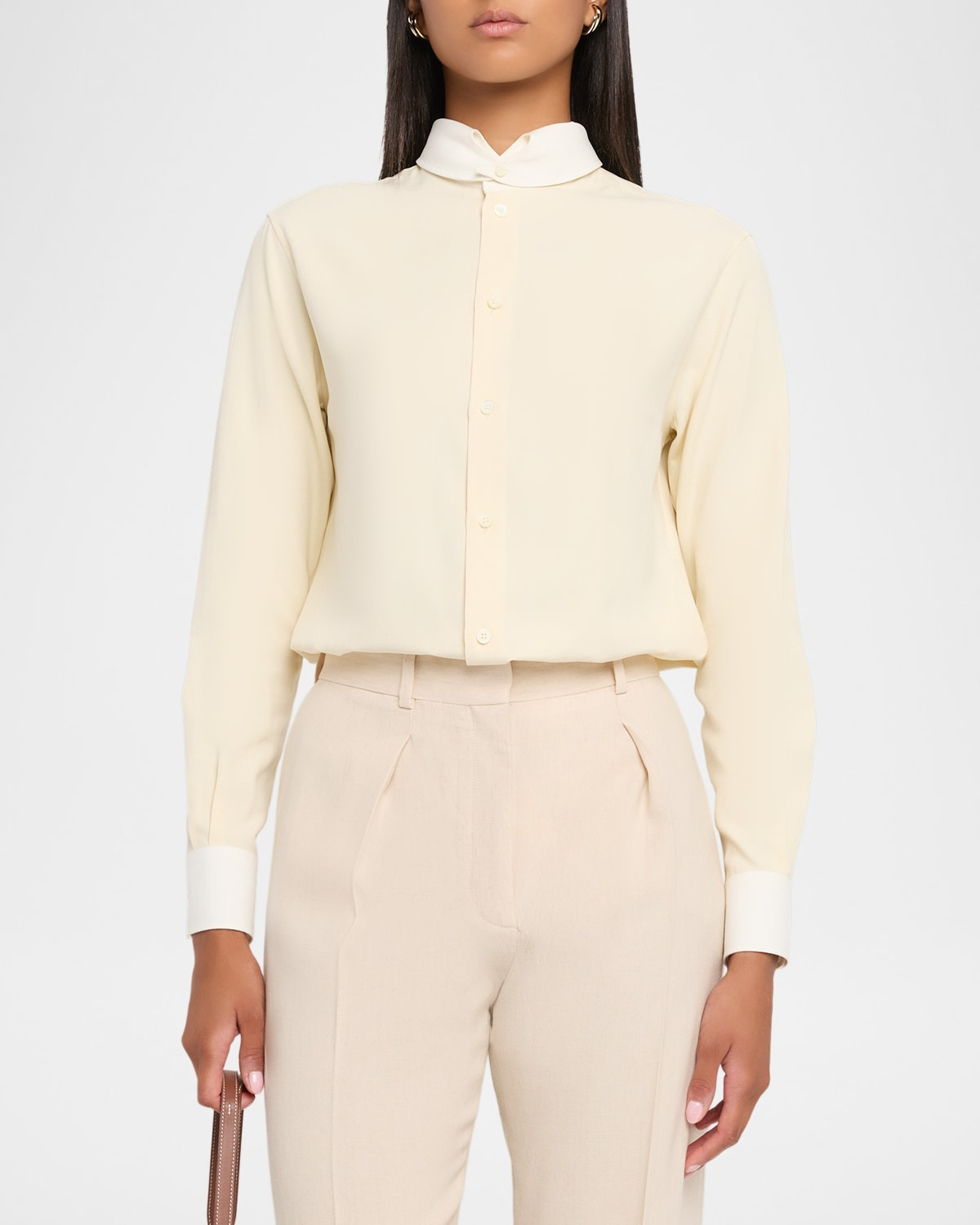 Thea Dylan-Collar Silk Shirt - 4