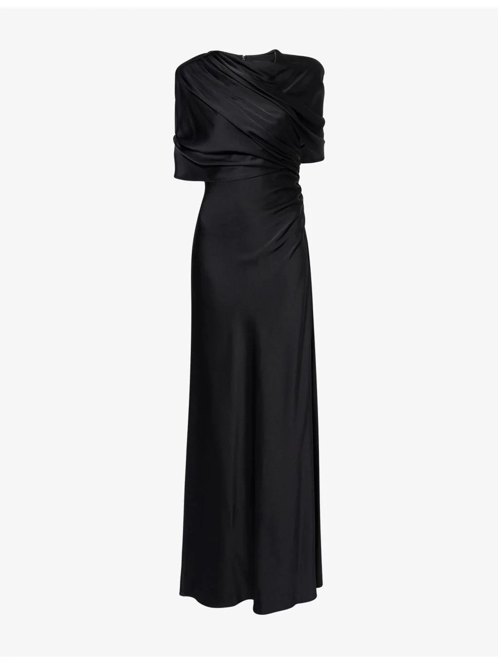 Draped Cape Satin Gown - 1