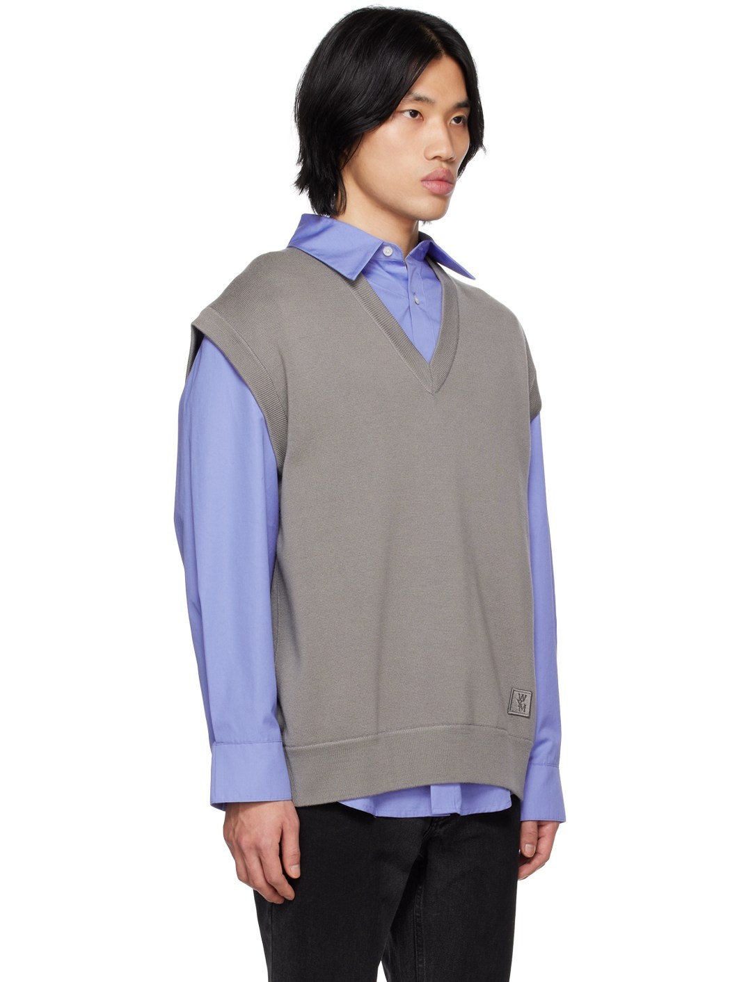 Gray V-Neck Vest - 2