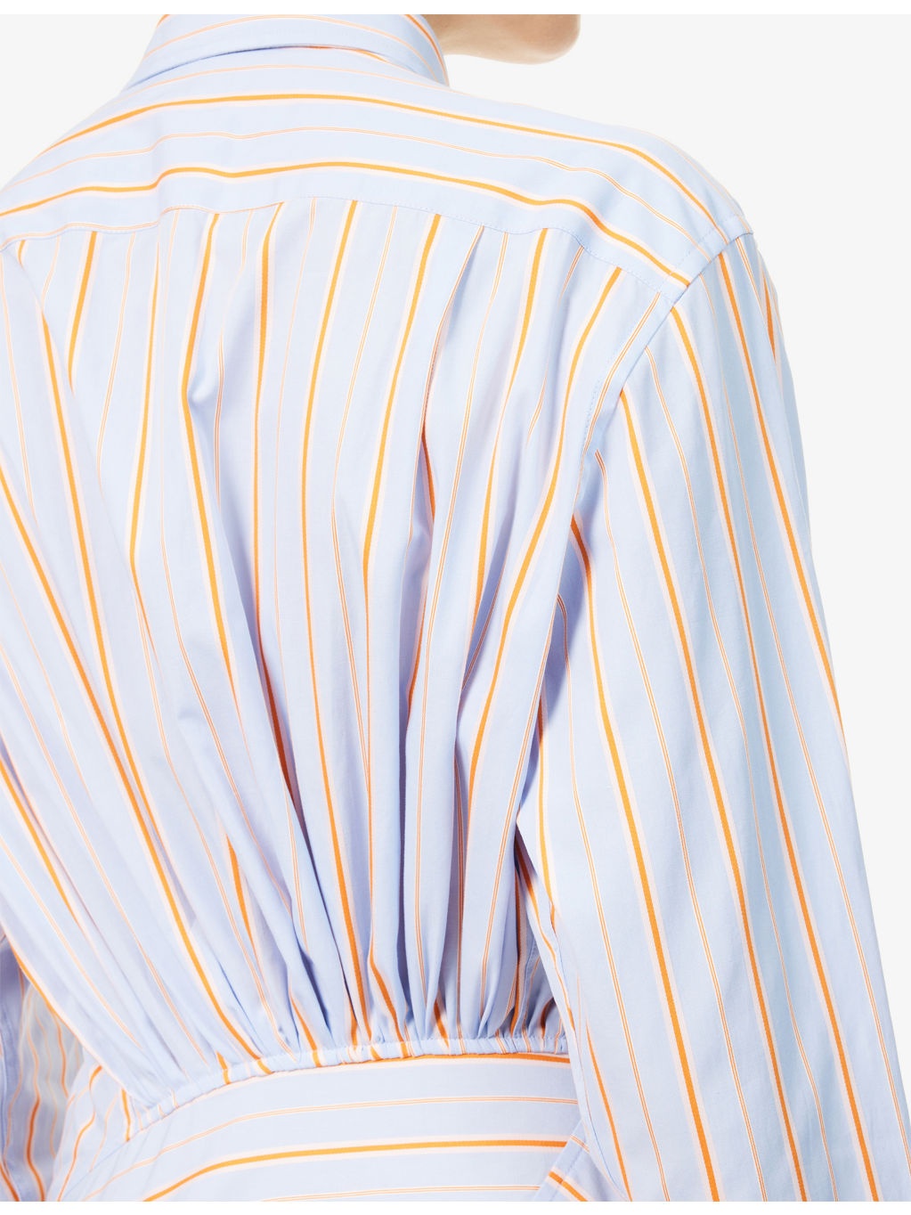 Striped Long-Sleeves Cotton-Poplin Midi Dress - 5
