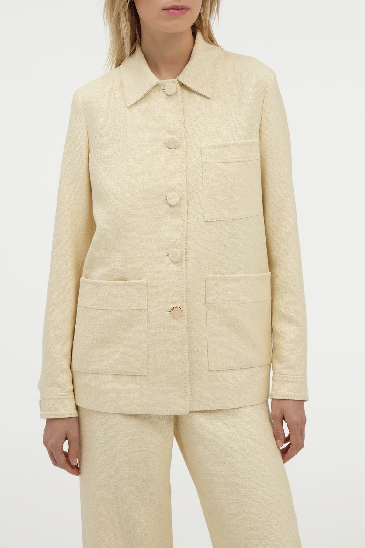 Ulu Chore Jacket in Ivory Silk Tweed - 5