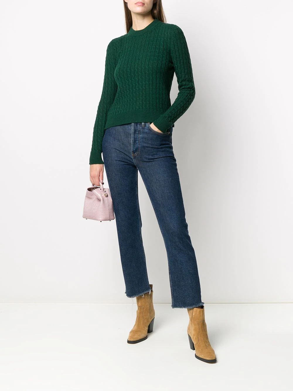 cable knit round-neck jumper - 2