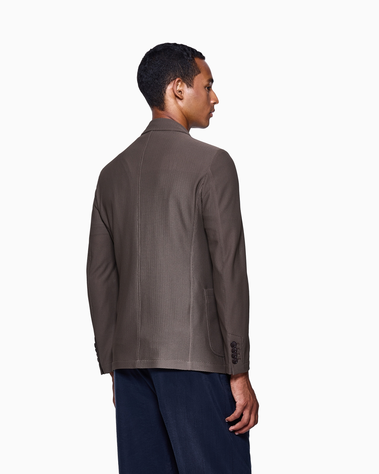 SINGLE-BREASTED JACKET IN TECHNICAL WAFFLE FABRIC - 3