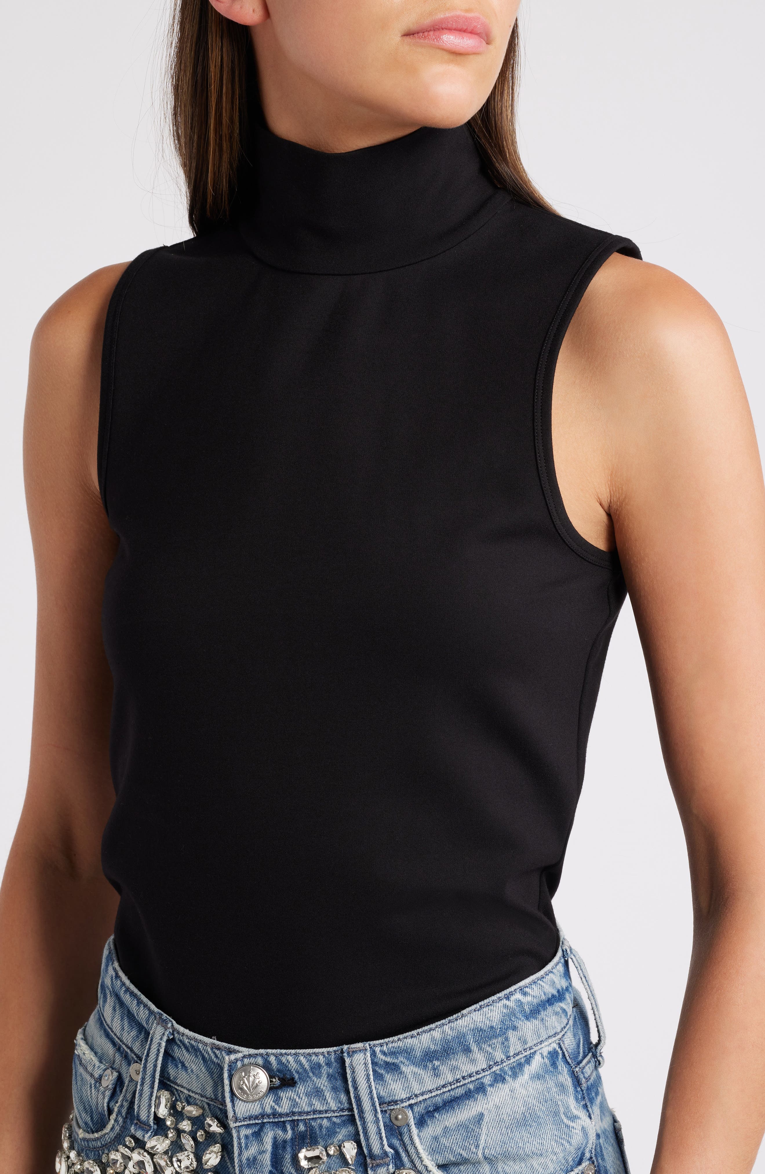 rag & bone Irina Sleeveless Ponte Turtleneck Top in Blk at Nordstrom - 4