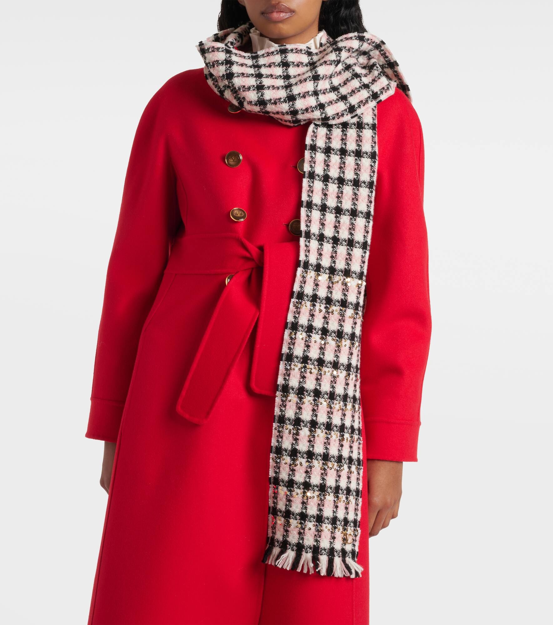 Sequined wool-blend tweed scarf - 2