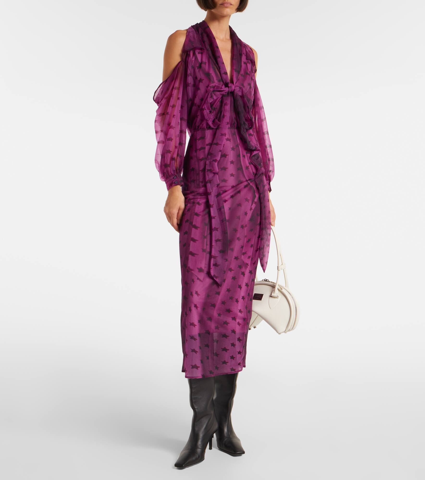 Printed sheer halterneck midi dress - 2