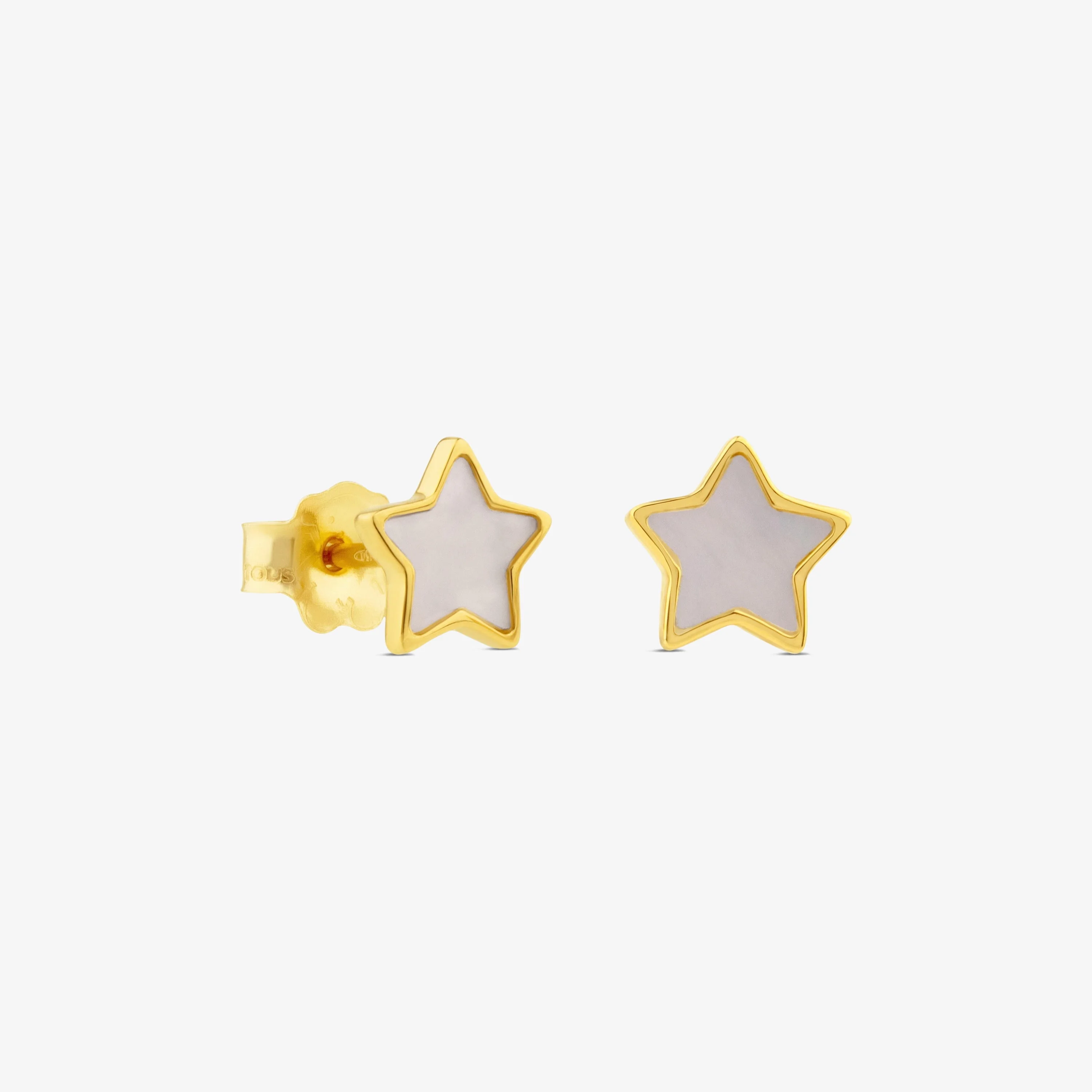 18K solid gold and Mother-of-pearl XXS star Earrings - 1