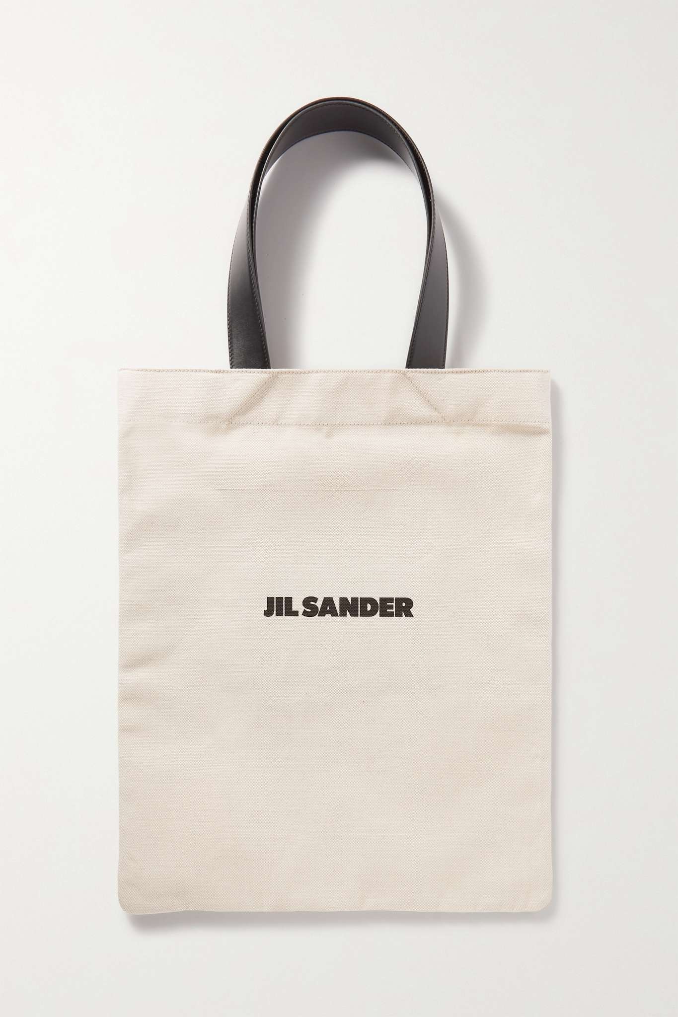 Book leather-trimmed logo-print canvas tote - 1