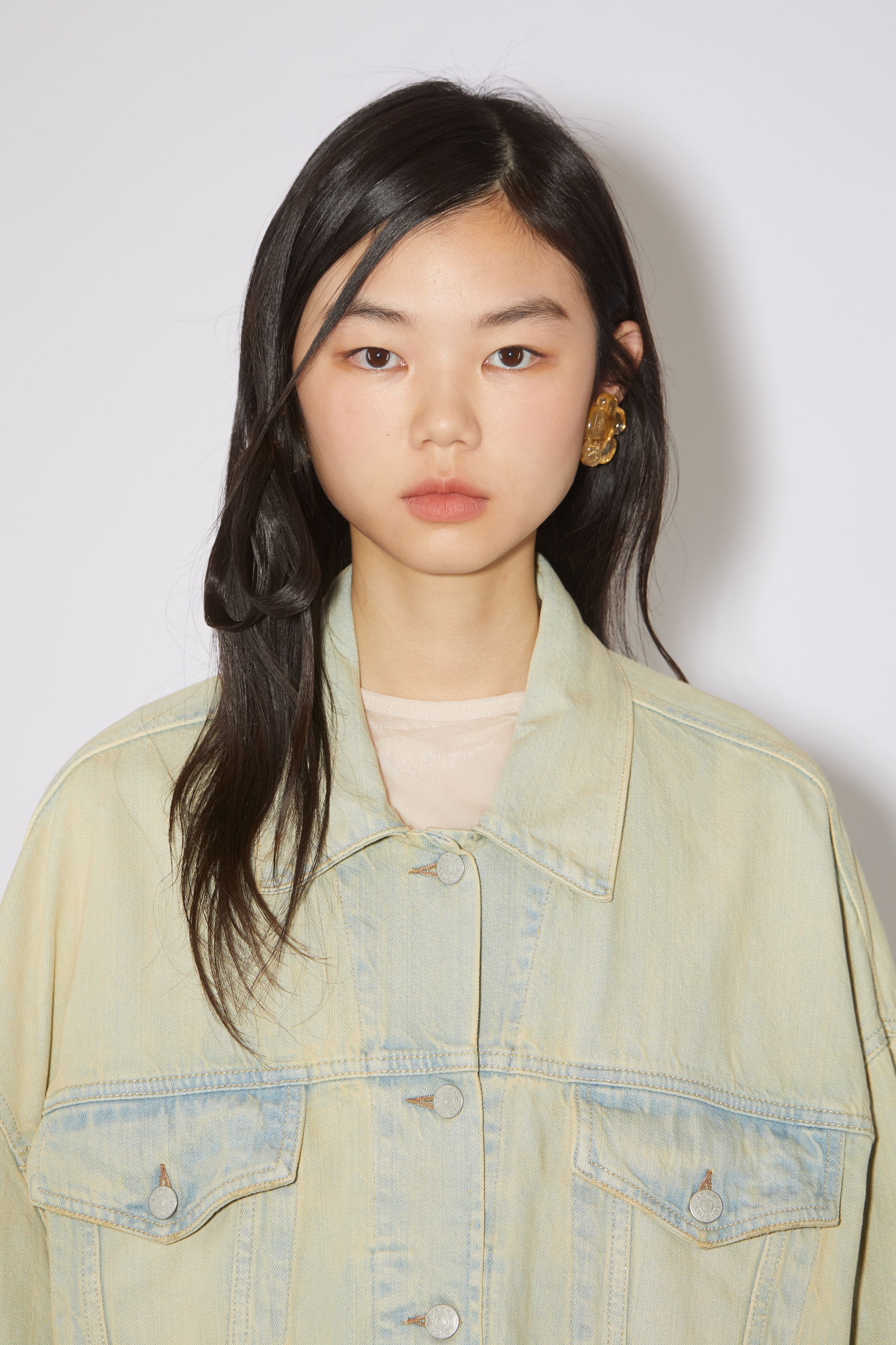 Oversized denim jacket - Morris cropped - Pale yellow/pale blue - 6