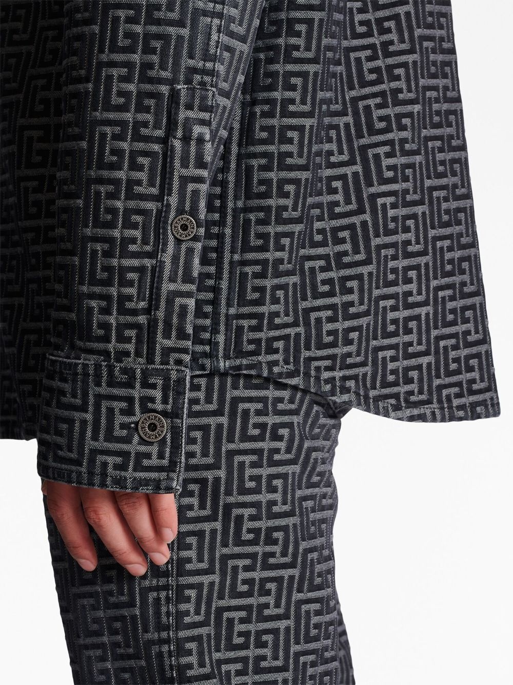 monogram-jacquard denim shirt - 7