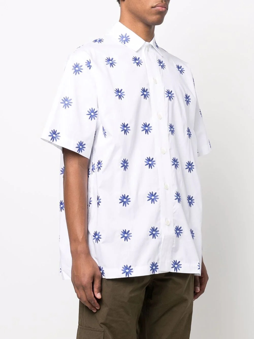 floral-embroidered short-sleeved shirt - 3