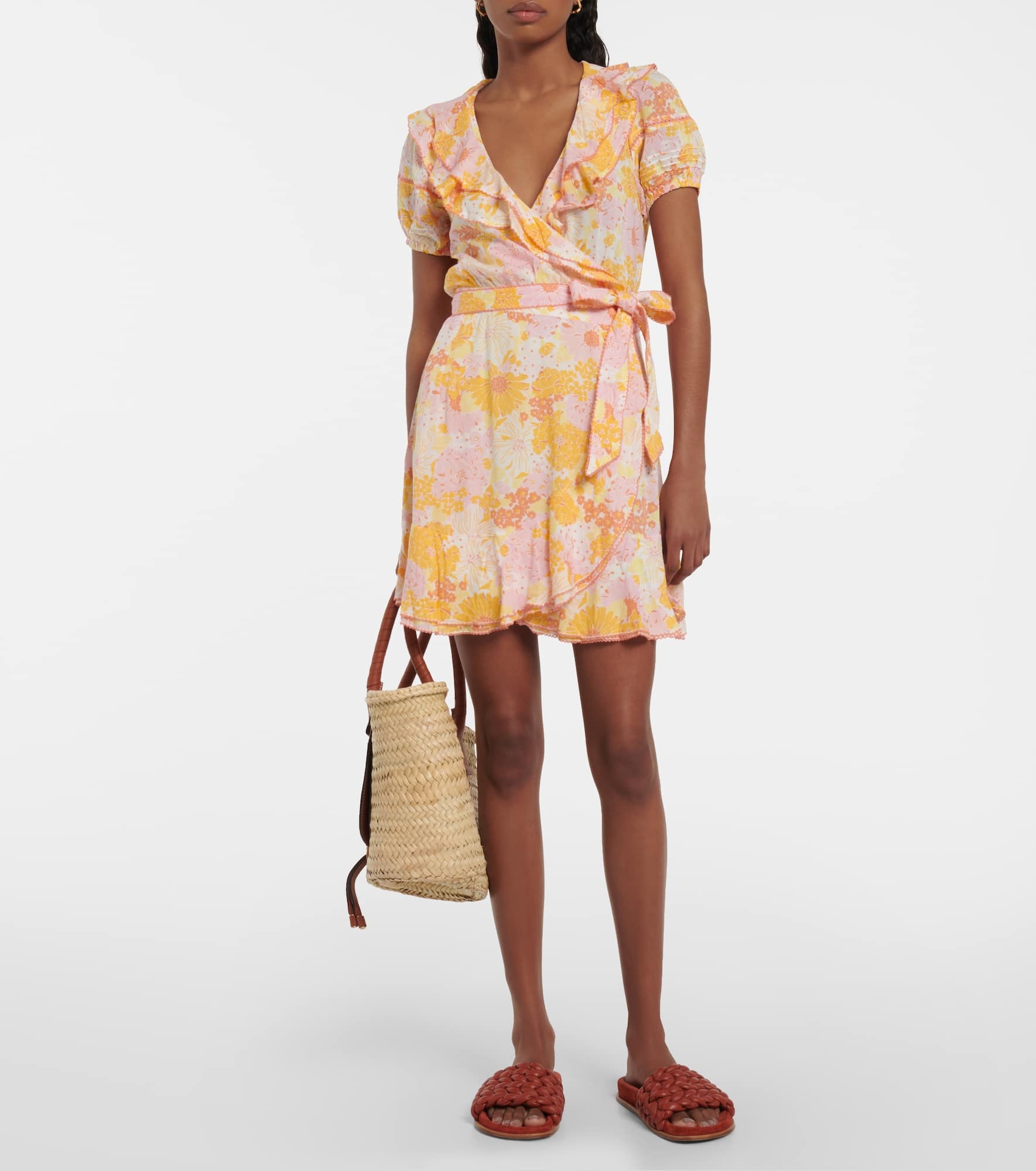 Aude floral wrap minidress - 2