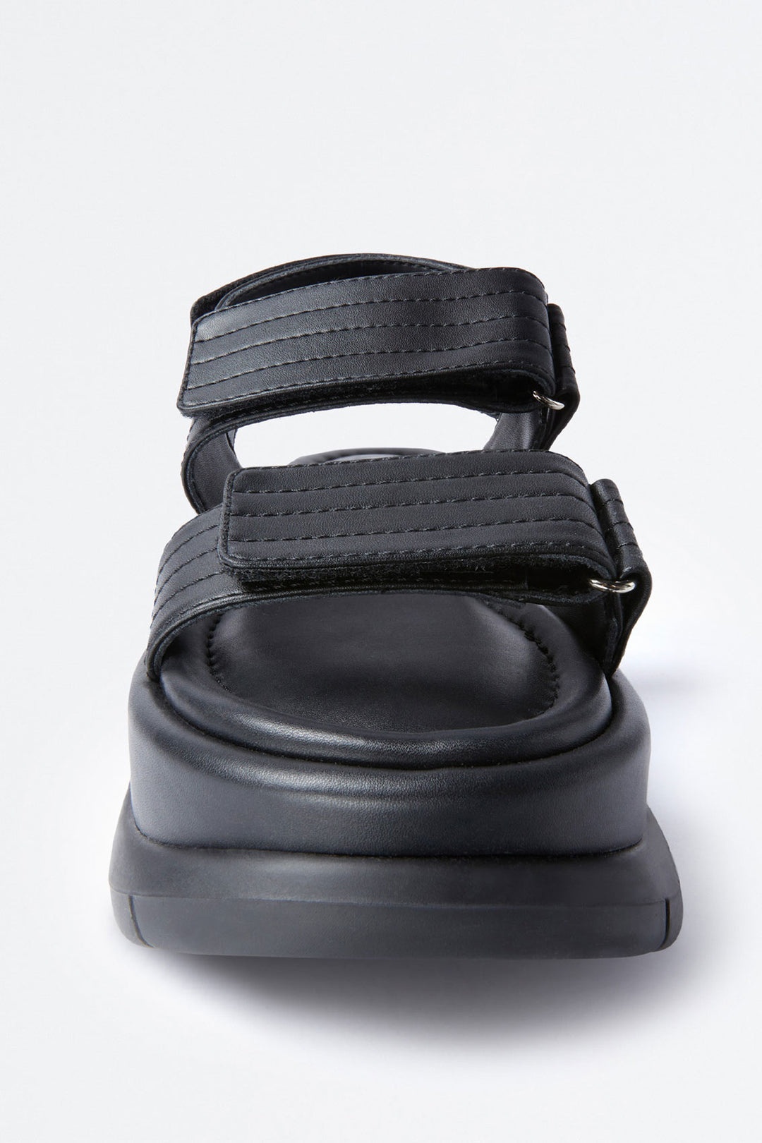 BLACK LEATHER PLATFORM SANDALS - 4
