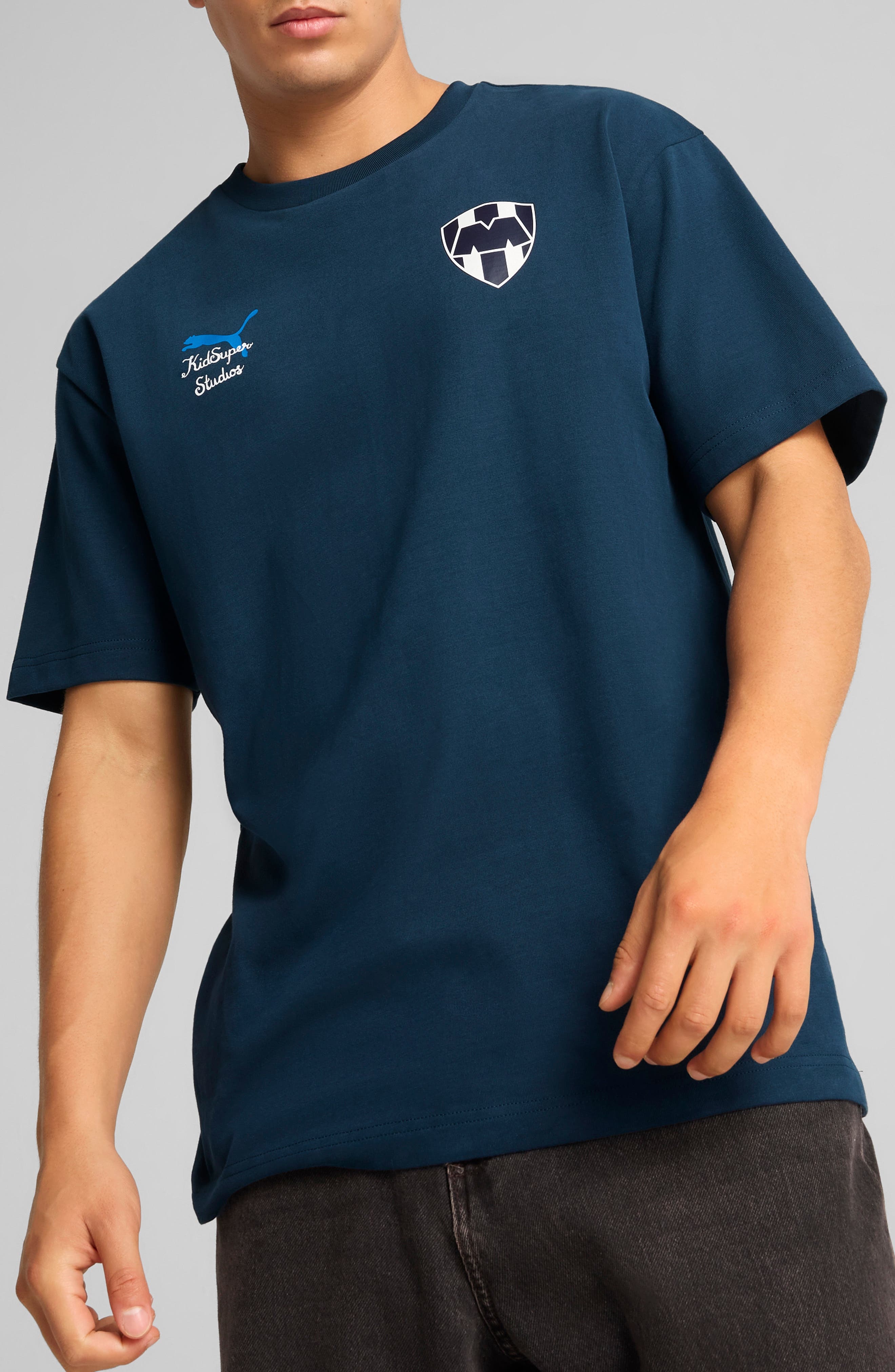 PUMA x KidSuper MTY Cotton Graphic T-Shirt in Deep Navy-Puma White at Nordstrom - 1