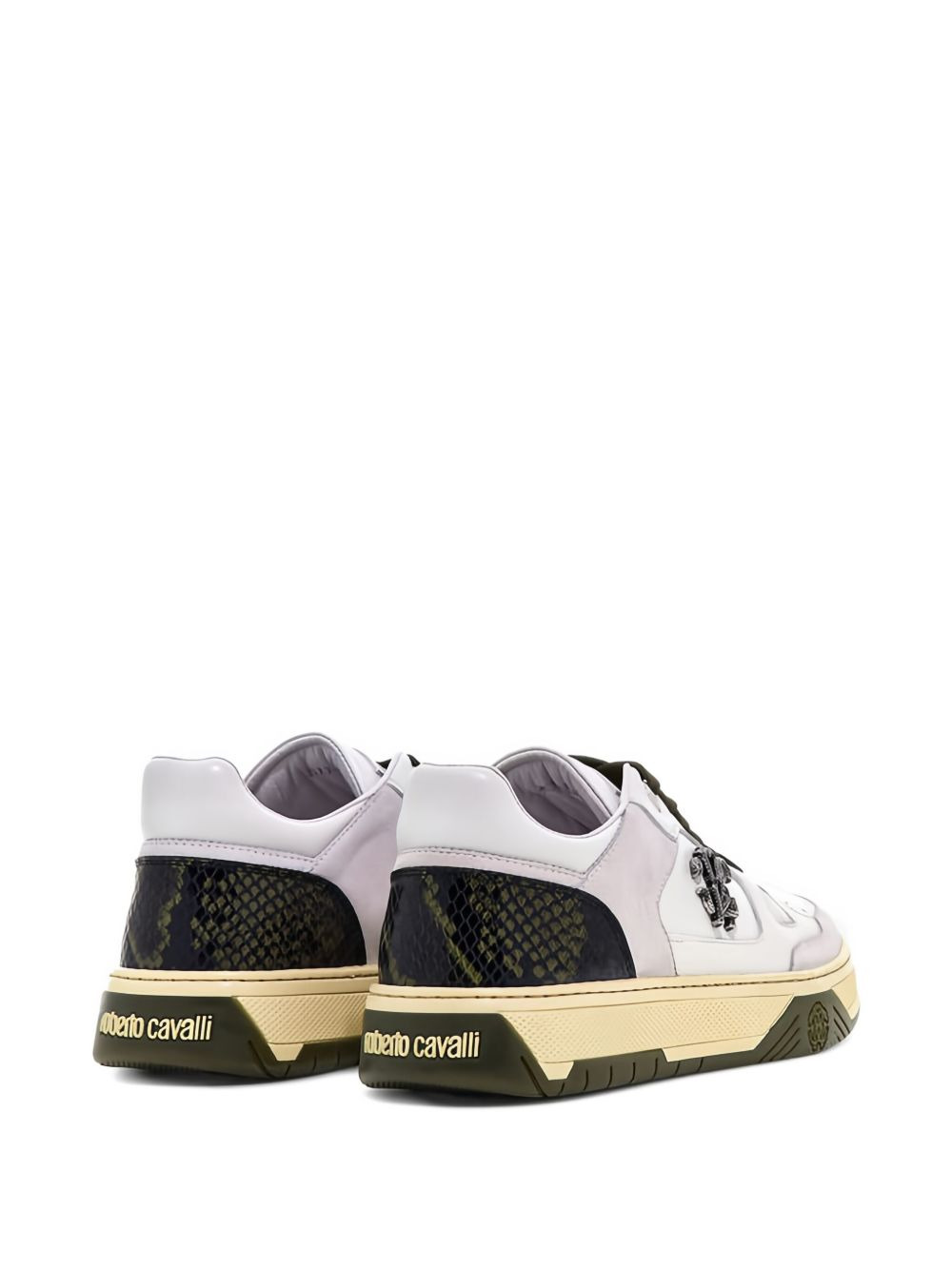 logo-plaque leather sneakers - 5
