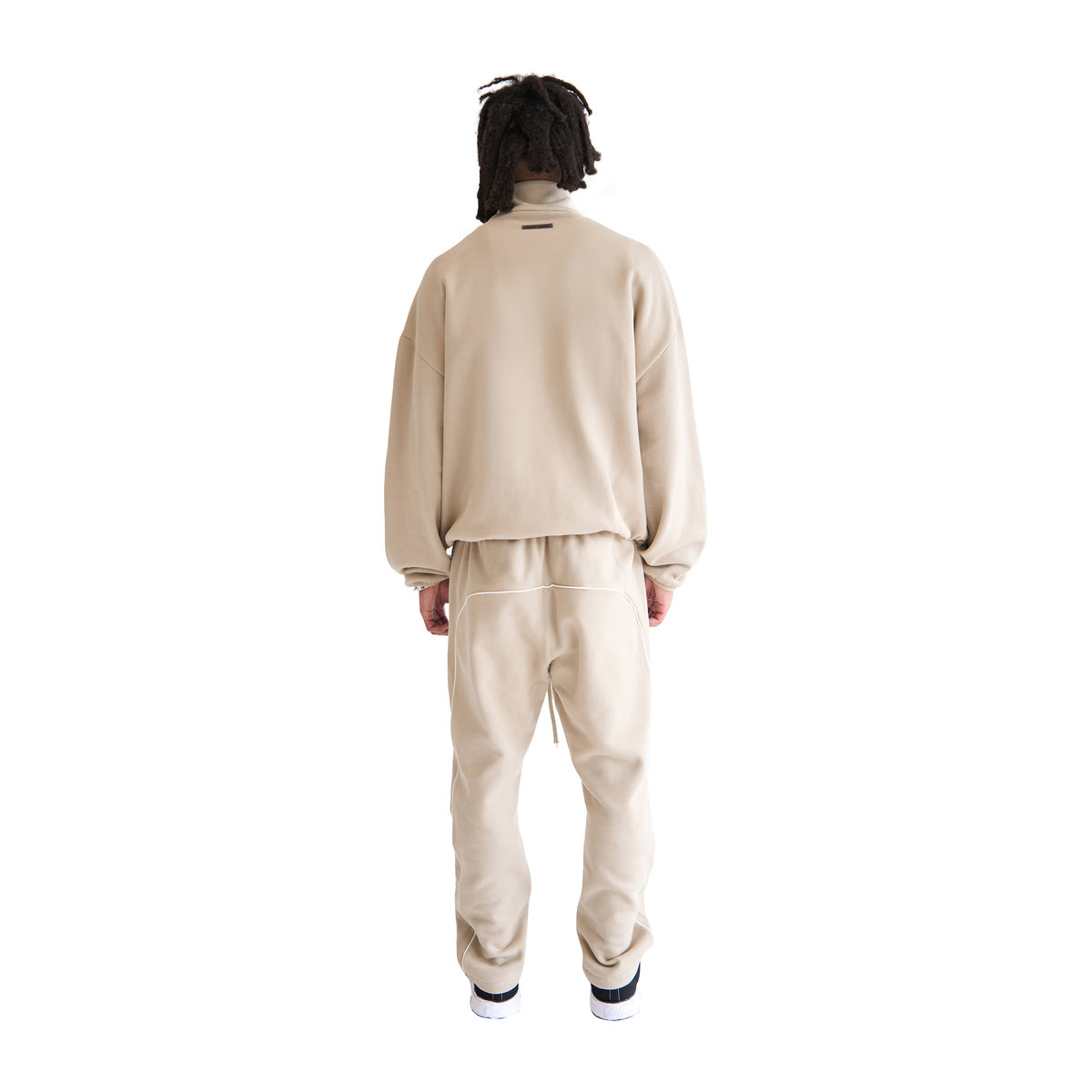 RELAXED FLEECE SWEATPANTS WITH PIPING (TIMBER/CLOUD WHITE) - 3