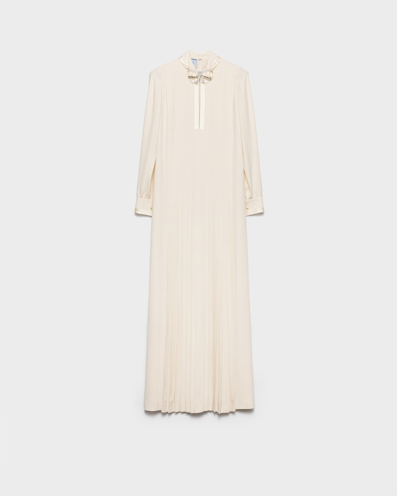Long pleated silk broadcloth dress 1
