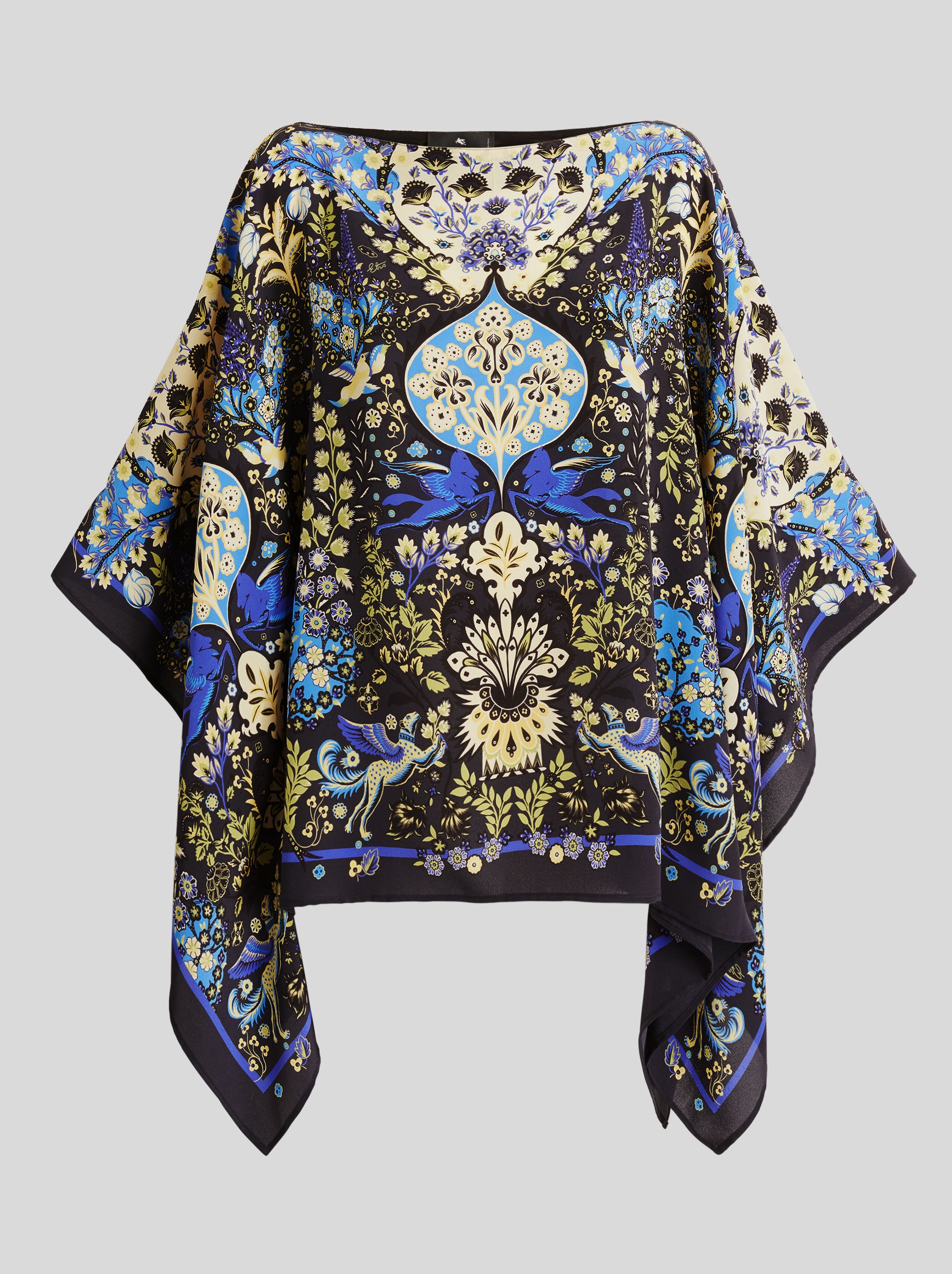 PRINTED SILK PONCHO - 1