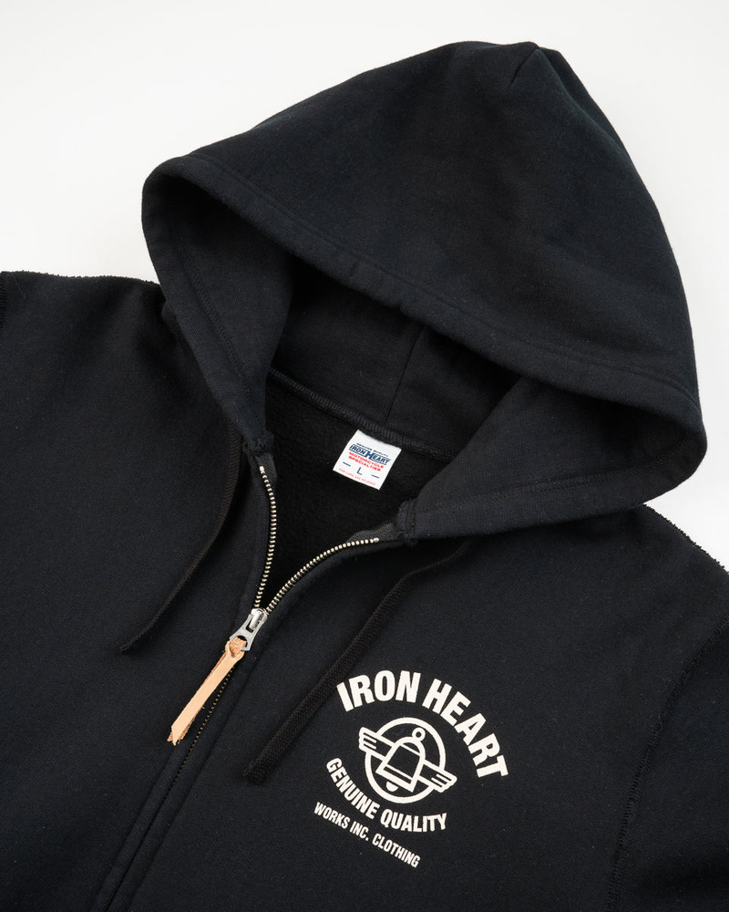 IHSW-81L-BLK PRINTED 14OZ ULTRA HEAVYWEIGHT LOOPWHEEL COTTON ZIPPERED HOODIE - BLACK 6