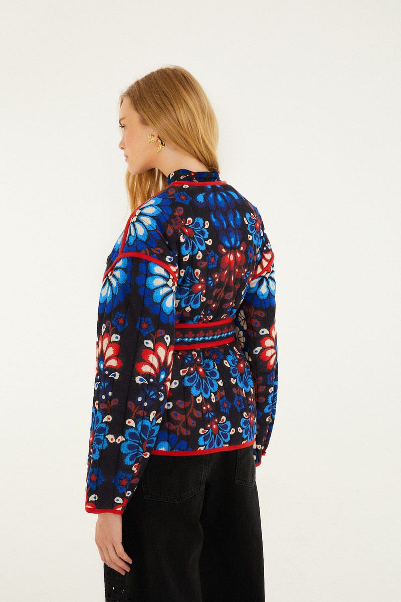 Black Latina Scarf Belted Crop Jacket 3