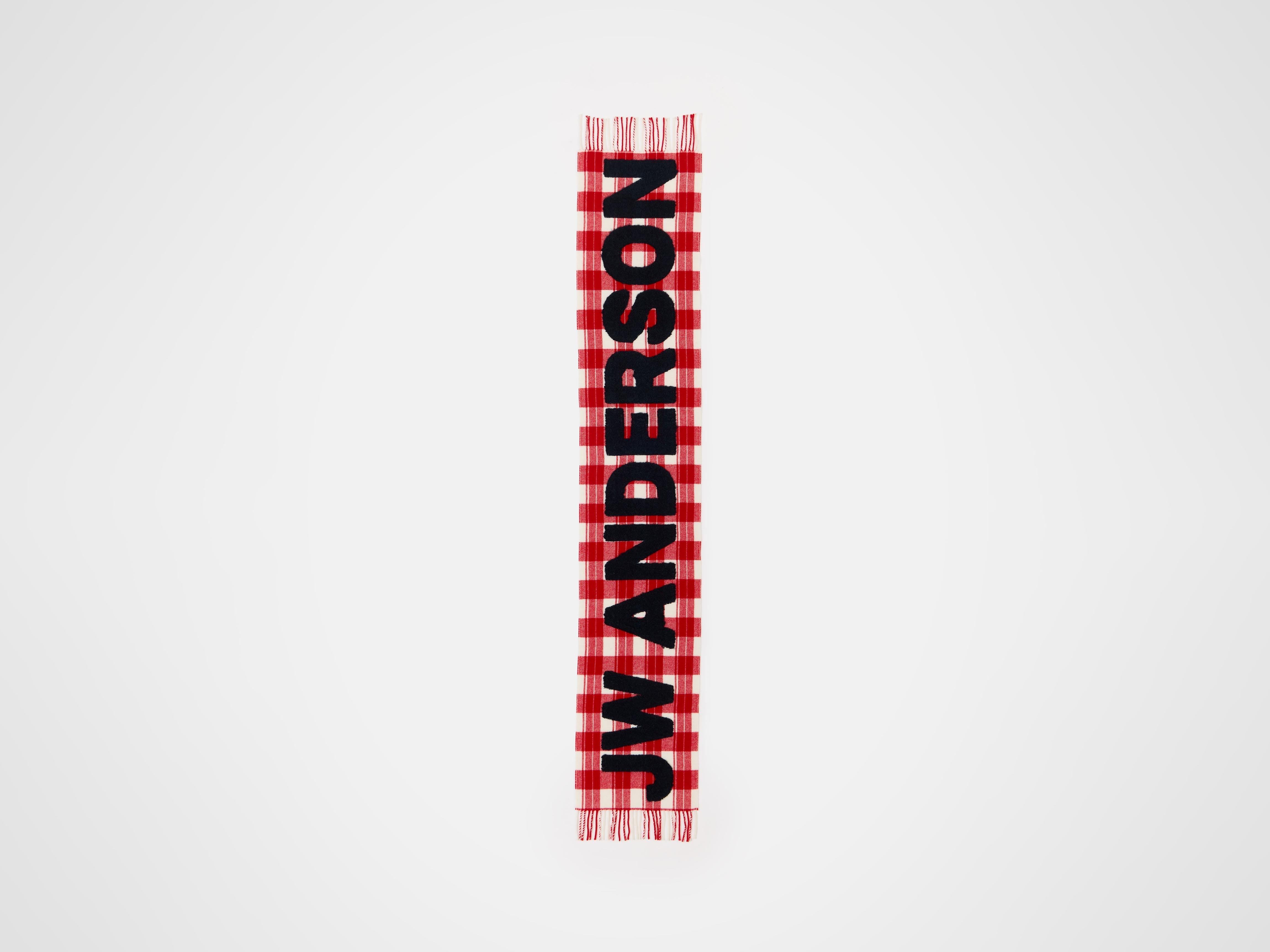 CHECKERED LOGO SCARF IN RED-WHITE - 9