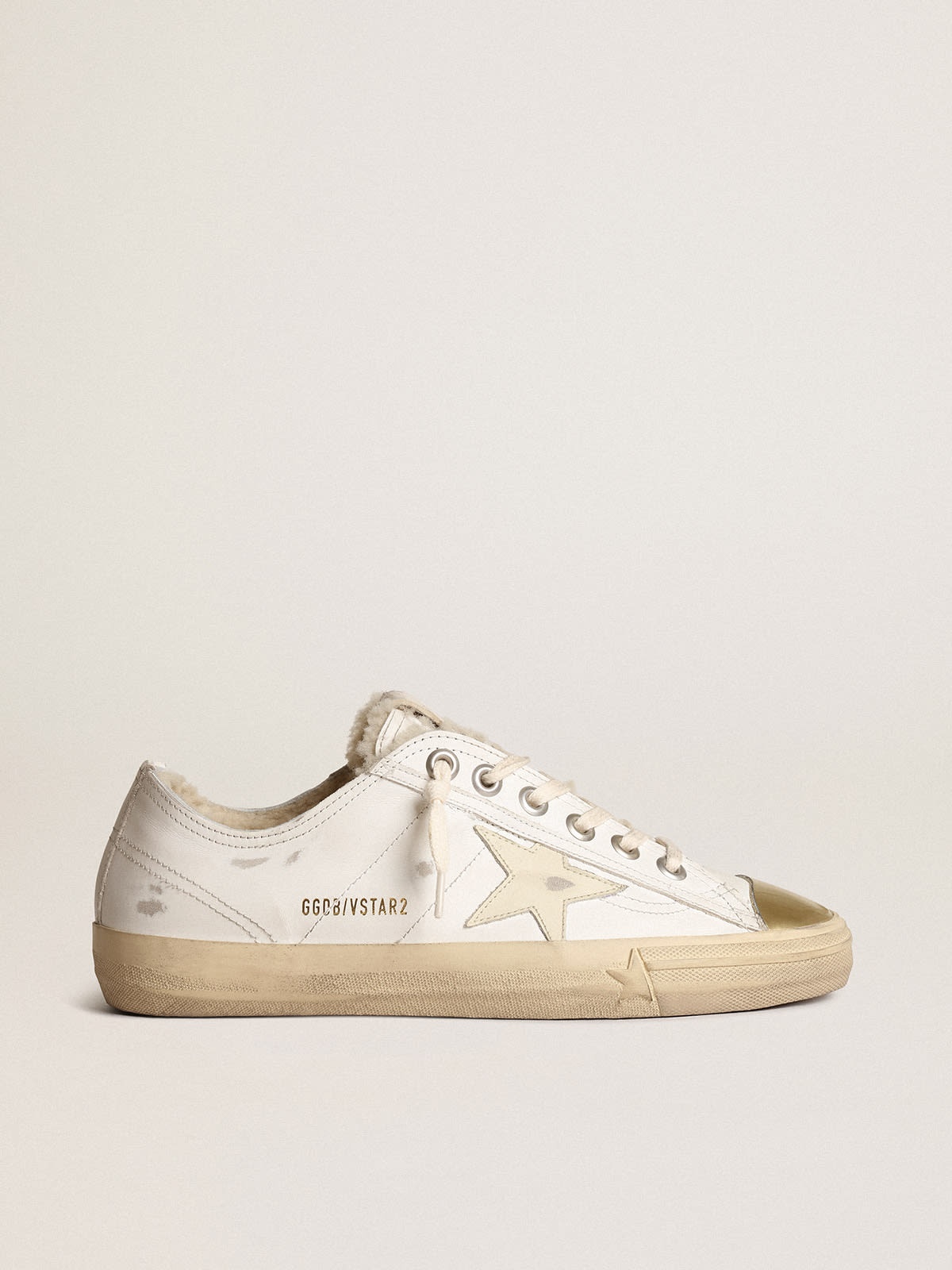 V-Star sneakers with leather star and beige shearling lining - 1