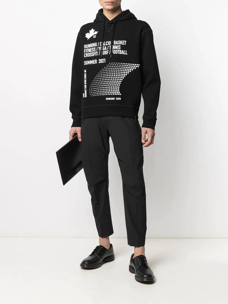 DSQUARED2 zipped side slogan print hoodie outlook