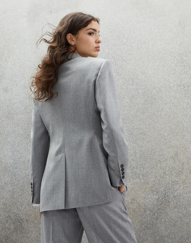 Virgin wool flannel blazer with precious mohair lapels 2