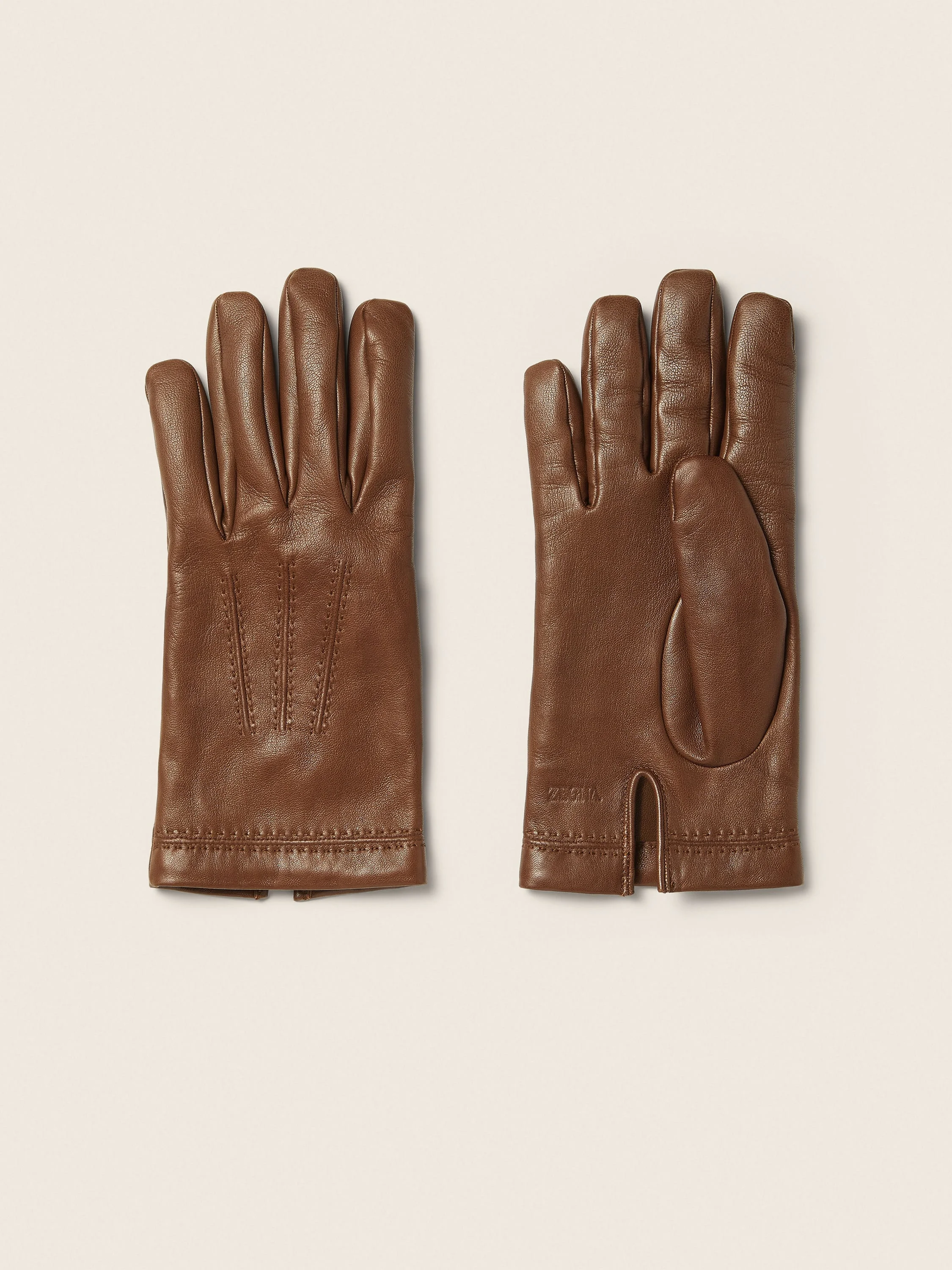 DARK BROWN LEATHER GLOVES - 1