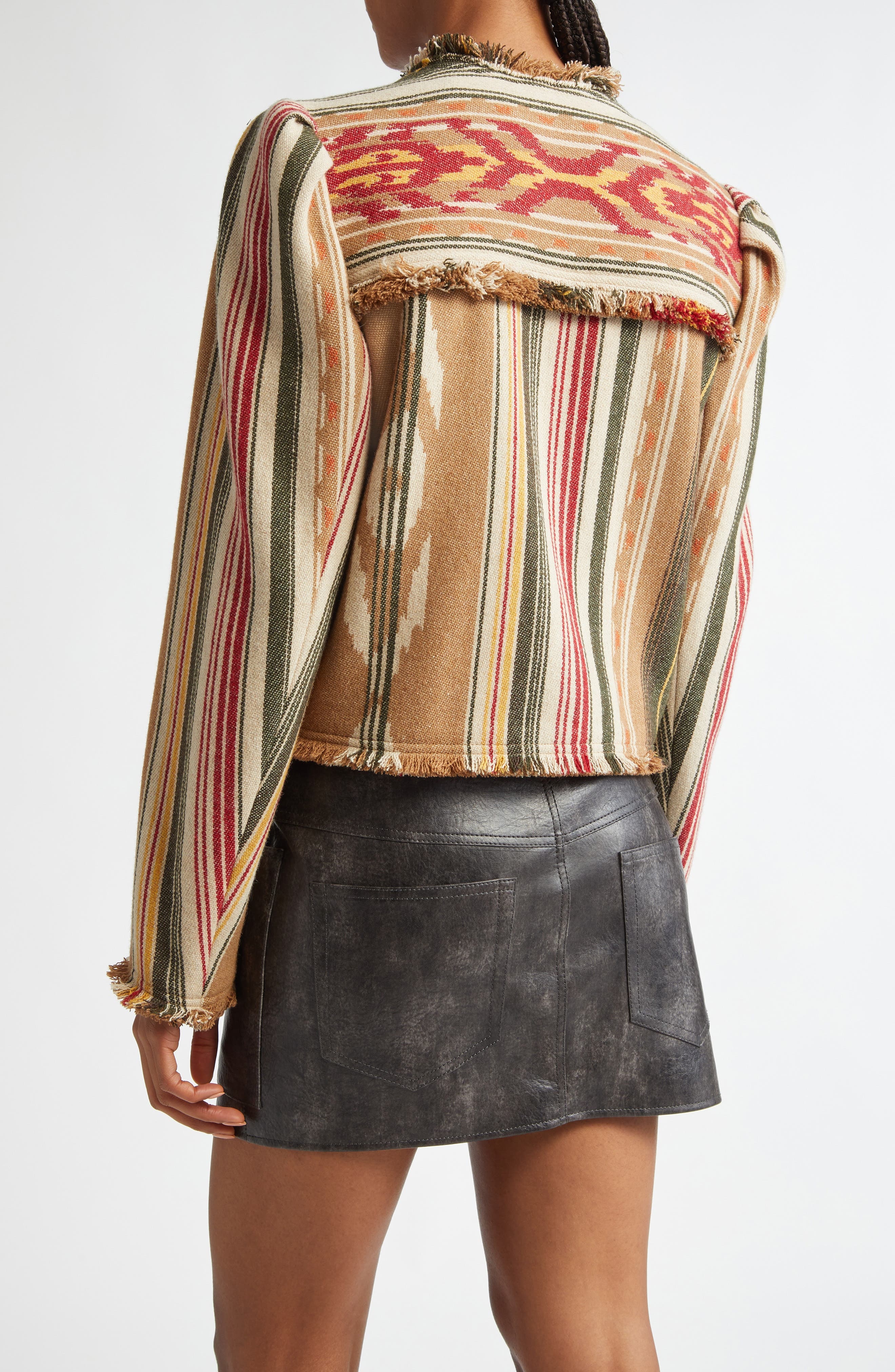 Isabel Marant Étoile Delphina Stripe Wool Blend Jacket in Camel at Nordstrom - 3