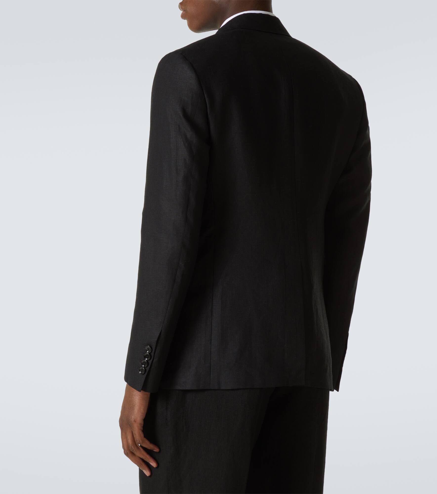 Double-breasted linen suit jacket - 4